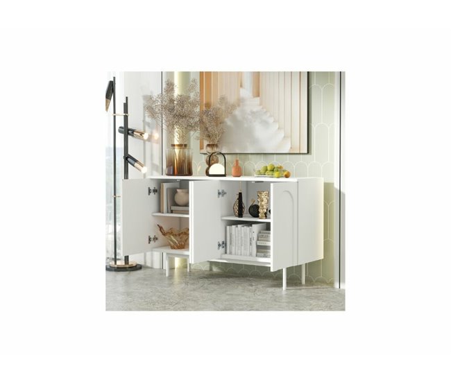 Aparador moderno com padrão arqueado e 4 portas Branco
