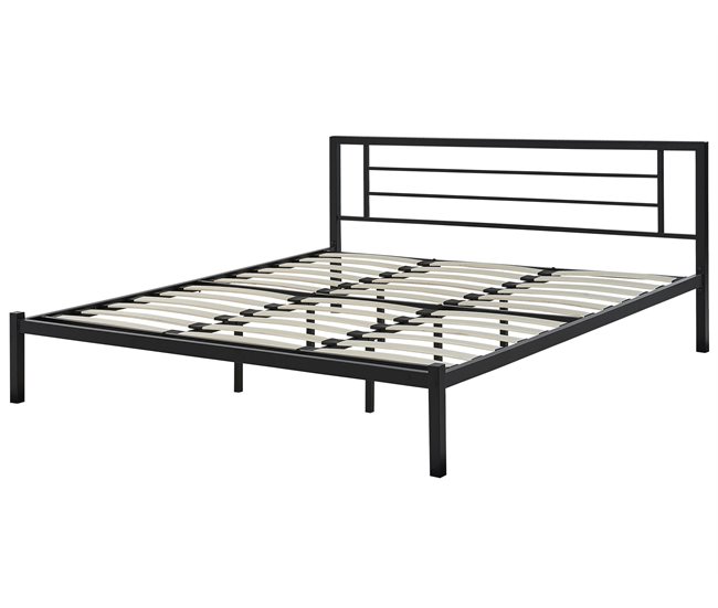 Beliani Cama com estrado Metal CUSSET Preto