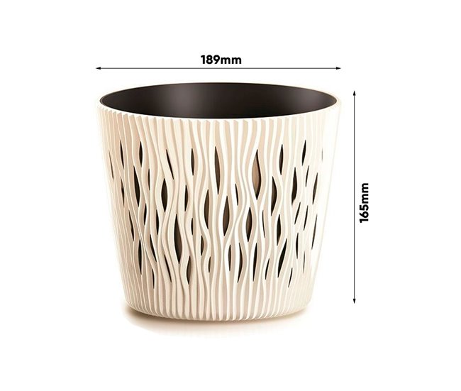 3x plantas redondas de plástico Sandy Round Creme