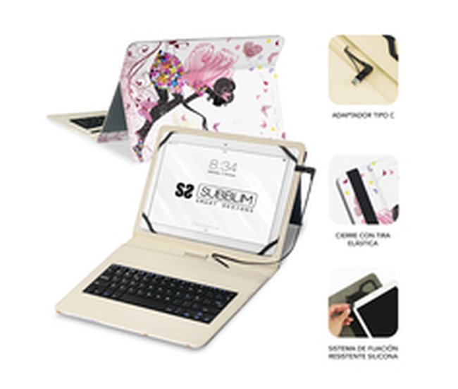 Teclado Bluetooth com Suporte para Táblete SUBKT1-USB052 Multicor