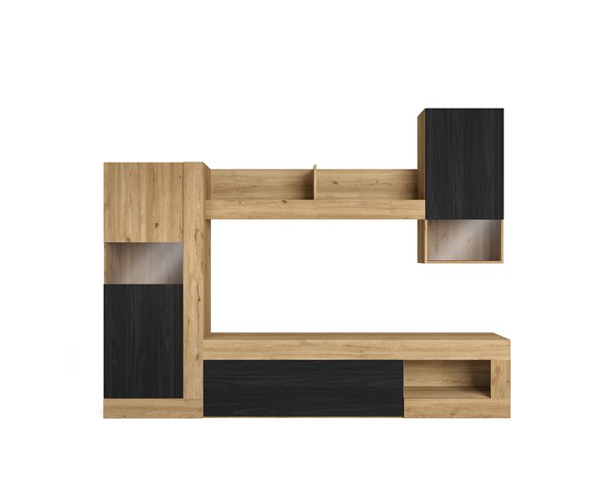 Compacto de TV 265 cm 3 portas FERRARA Preto/ Madeira