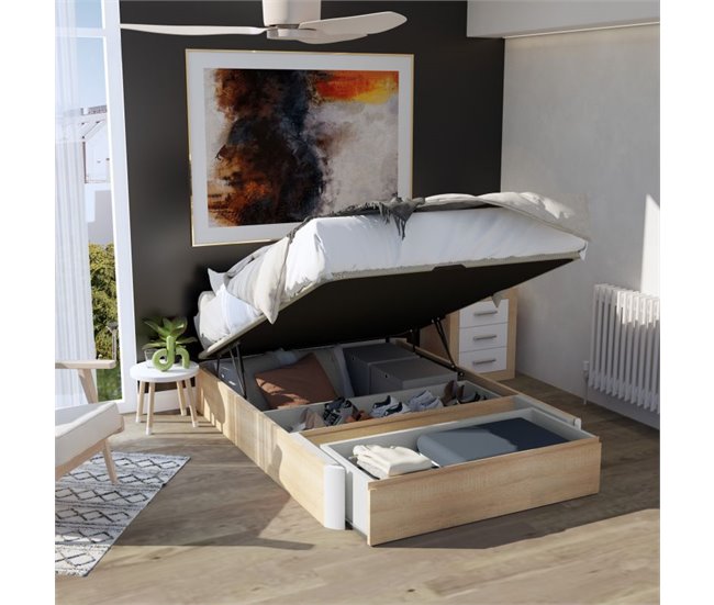 Sommier rebatível luxo S-Max 3D 135x190 Natural/ Branco