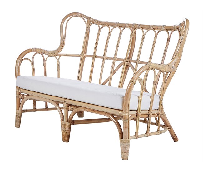 Beliani Conjunto lounge Rattan/vime BRINDISI Creme
