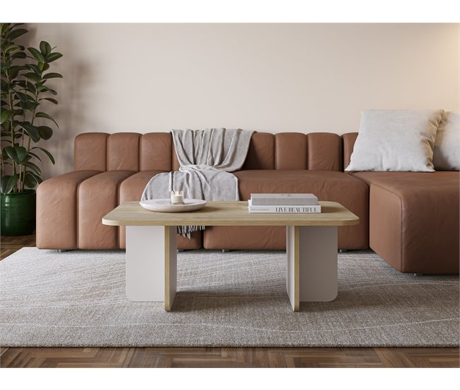 Mesa de centro retangular HILLARY Creme