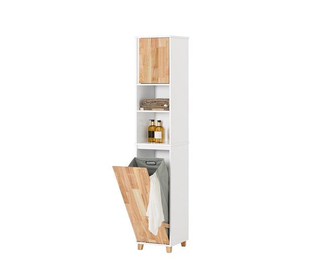 Armário alto de casa de banho 1 porta BZR74-W SoBuy Branco