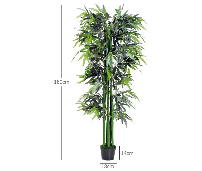 Bambú Artificial PE e cimento Outsunny Verde