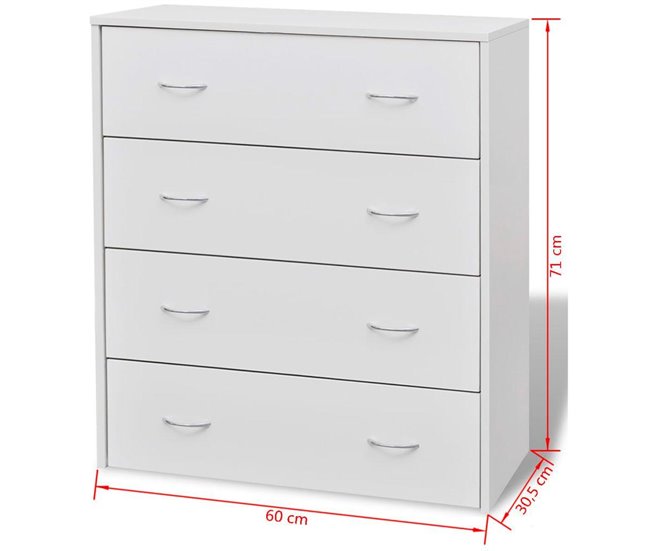 Aparador consola mueble de almacenamiento con 4 cajones Branco