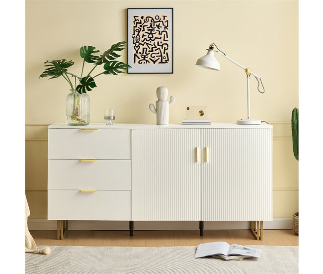 Aparador com 2 portas e 3 gavetas Branco