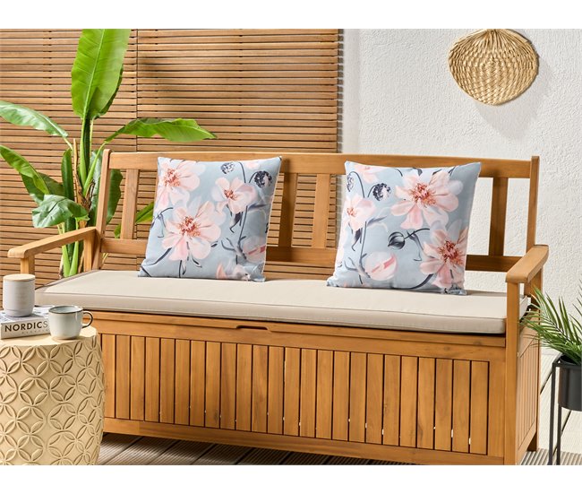 Beliani Almofada de jardim APRICALE 45x45 Azul Claro