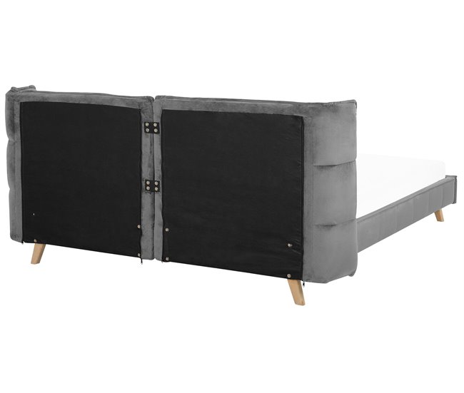 Beliani Cama com estrado Veludo SENLIS 254x220 Bege