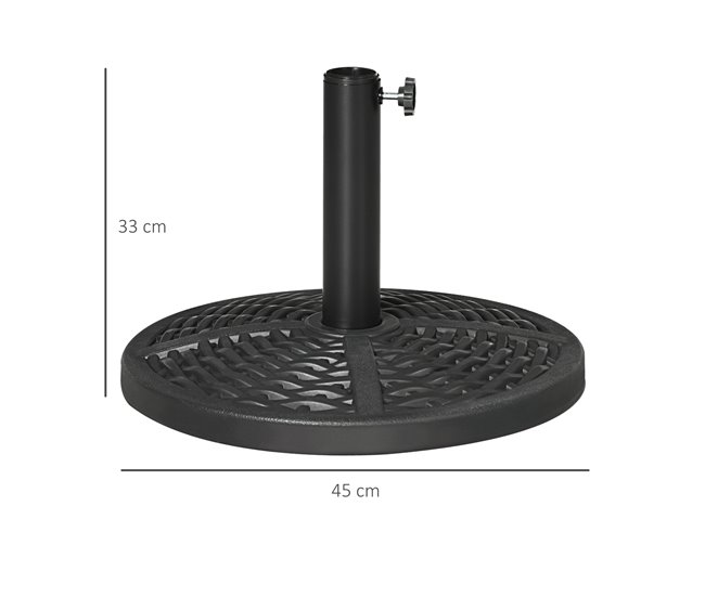 Base de Chapéu de Sol HDPE, metal, cimento Outsunny Preto