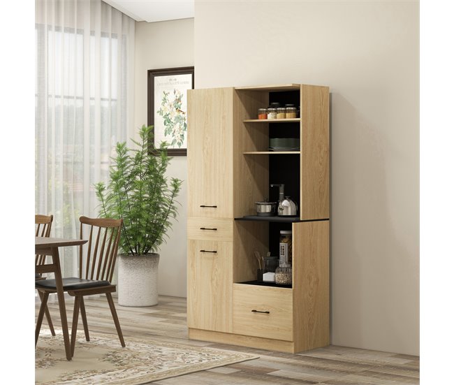 Armário de Cozinha Melamina de Madeira HOMCOM, casa - cozinha Castanho