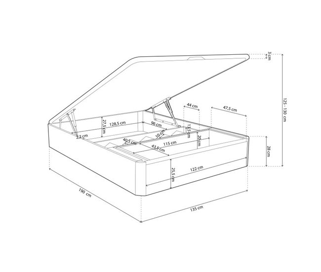 Sommier rebatível luxo S-Max 3D 135x190 Bege
