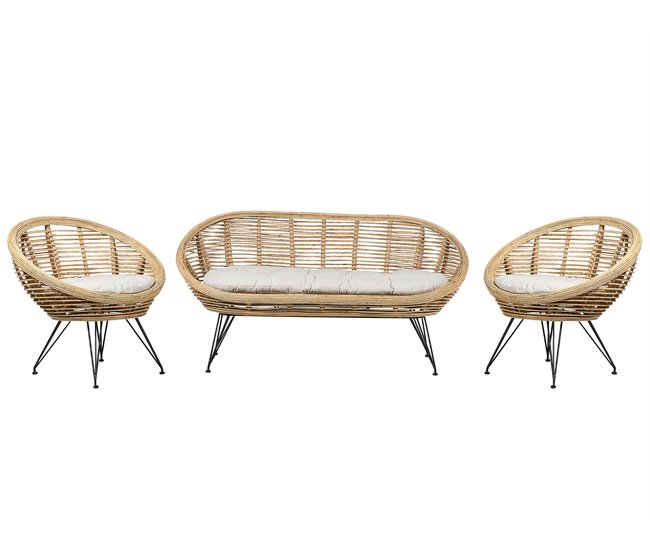 Beliani Conjunto lounge Rattan/vime MARATEA Natural