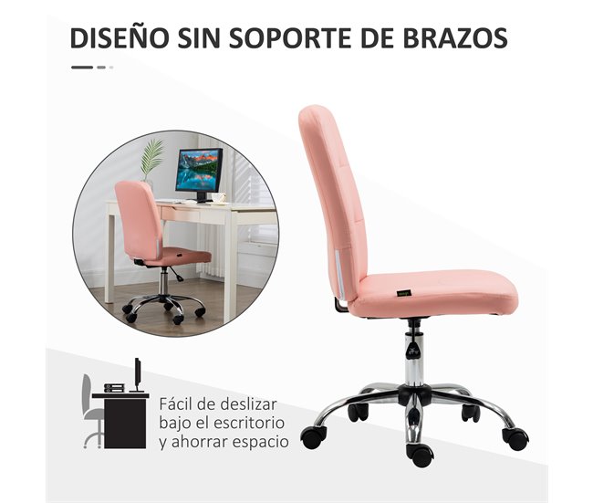 Cadeira de Escritório PVC, Espuma, Aço e Placa Multicamadas Rosa