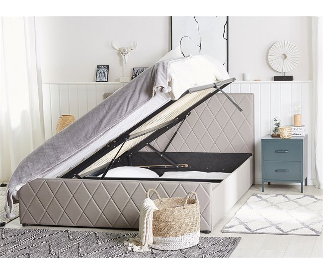 Beliani Cama com estrado Pele sintética ROCHEFORT 150x214 Cinza Escuro