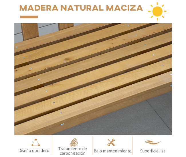 Banco de Exterior Madeira de Abeto Outsunny 144x60 Laranja