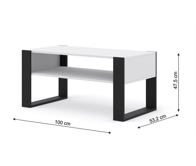 Mesa de café mondi 50x100 Branco/ Preto