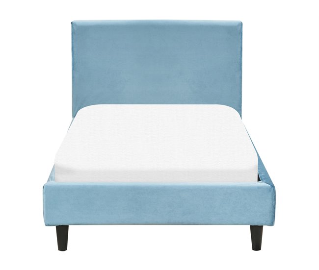 Beliani Cama Veludo FITOU 100x214 Azul Claro