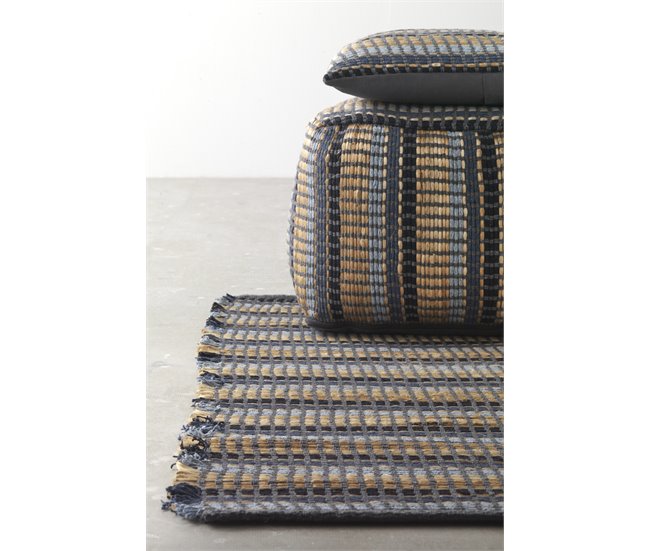 Almofada de algodão Azul/ Preto