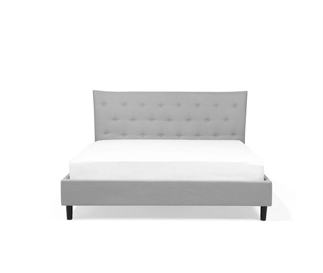 Beliani Cama com estrado Poliéster SAVERNE 157x228 Cinza Claro