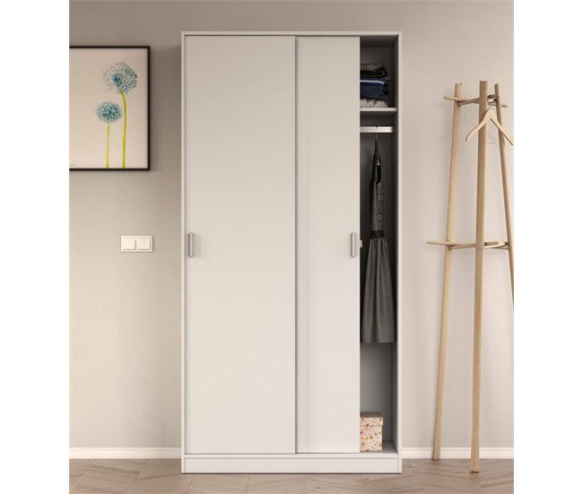 Armário 2 portas com efeito madeira 100 Branco