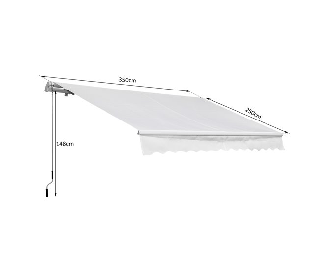Toldo Fachada Tecido poliéster, alumínio e ferro Outsunny 350x250 Branco