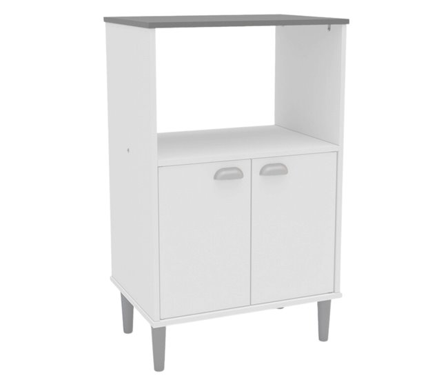 Armário auxiliar da cozinha da micro-ondas com tampa Branco/cinza