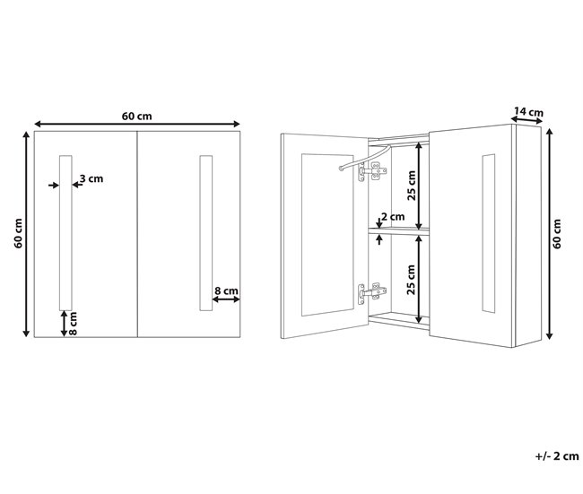 Armário de casa de banho com espelho e LED CHABUNCO Branco