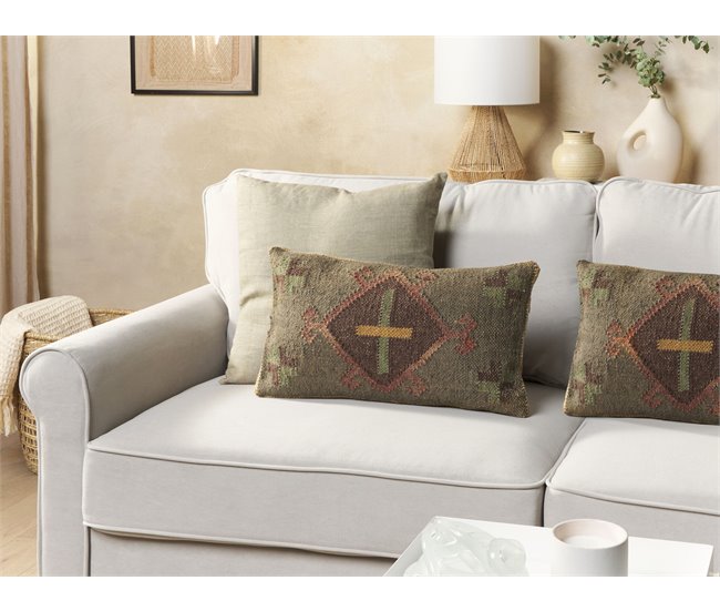Beliani Almofada decorativa KATORA 30x50 Verde Escuro