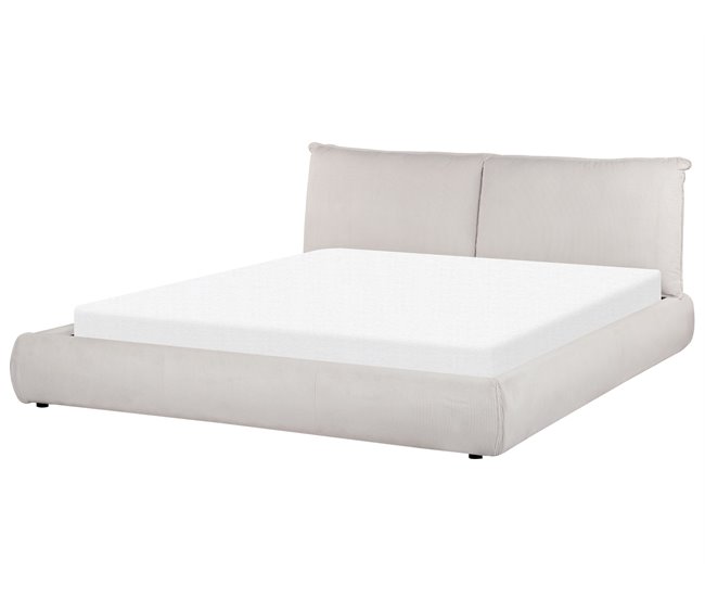 Beliani Cama com estrado Bombazine VINAY 196x233 Bege