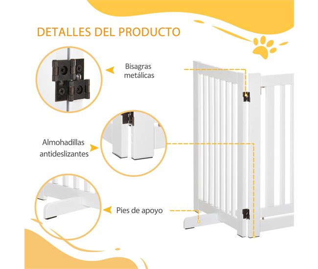 Barreira de Segurança Cães MDF PawHut Branco