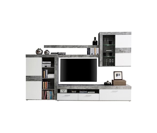Móvel de sala AKRON Branco/cinza
