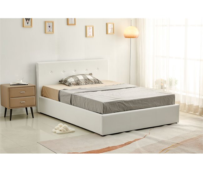 Cama dobrável com cabeceira + colchão Branco