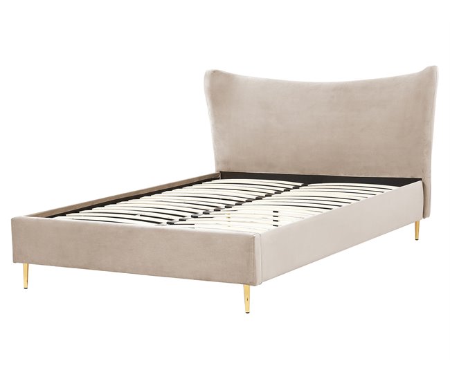 Beliani Cama com estrado Veludo CHALEIX 168x212 Cinza Escuro