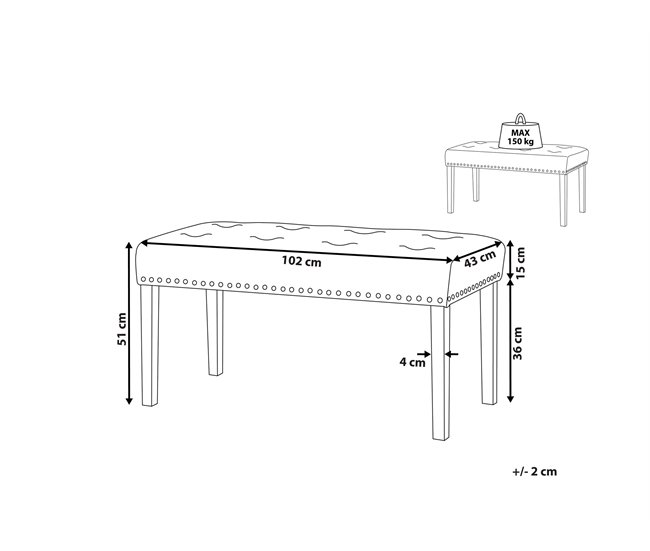 Beliani Banco de cama Terciopelo YORKTON 102x43 Verde