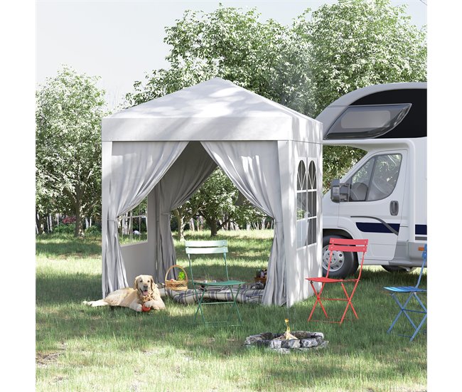 Tenda Dobrável Aço e Tecido de Oxford Outsunny 200x200 Branco