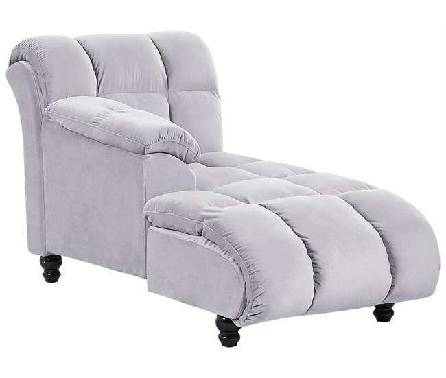 Beliani Chaise longue à direita Veludo LORMONT Cinza Claro