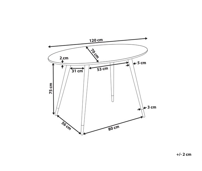 Beliani Mesa de jantar GUTIERE 70x120 Branco/ Bege