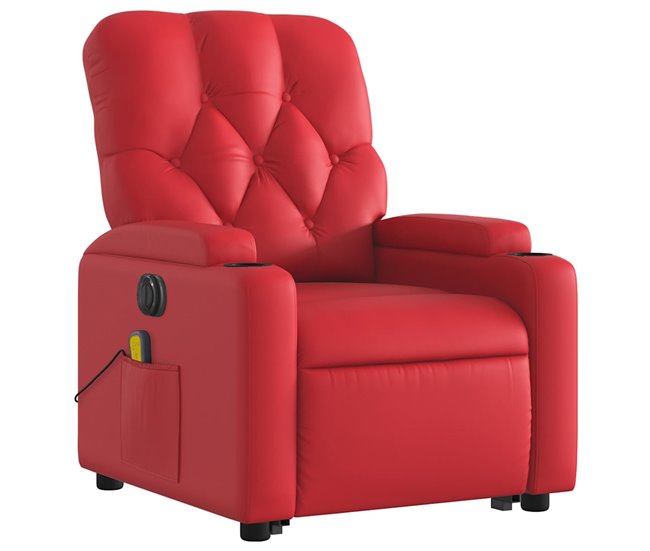 Função de massagem poltrona de relaxamento e função de elevação elétrica reclinável em pvc vermelho dec027857