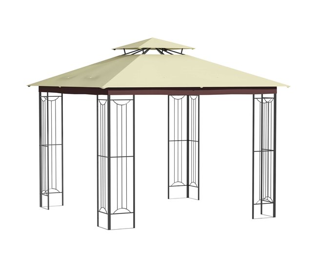 Pérgola de Jardim Aço e Poliéster Outsunny 297x297 Bege