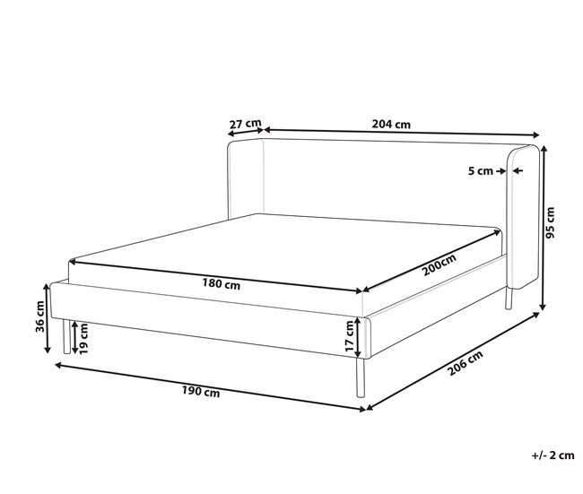 Beliani Cama Terciopelo ARETTE 204x206 Bege