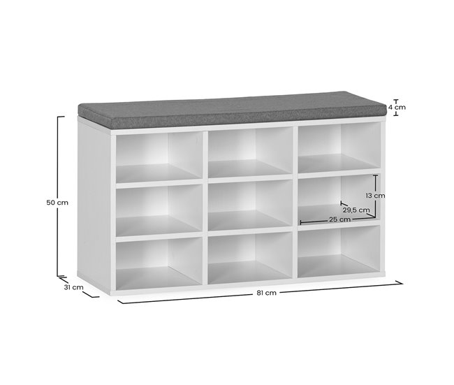 Banco de sapato Samuel 9 Furos 81 Branco/cinza