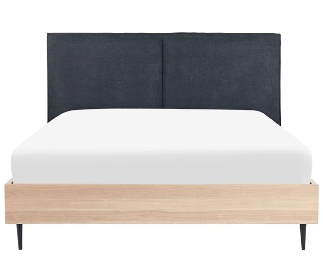 Beliani Cama com estrado Poliéster IZERNORE 187x215 Cinza Escuro