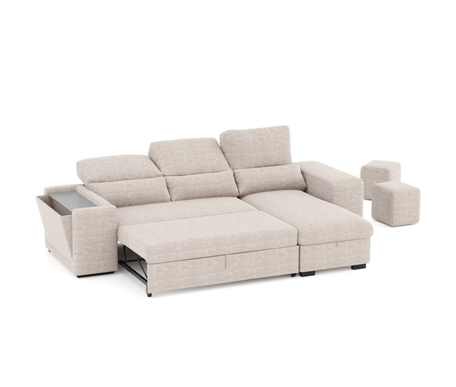 Chaise longue com cama HOXTON Bege