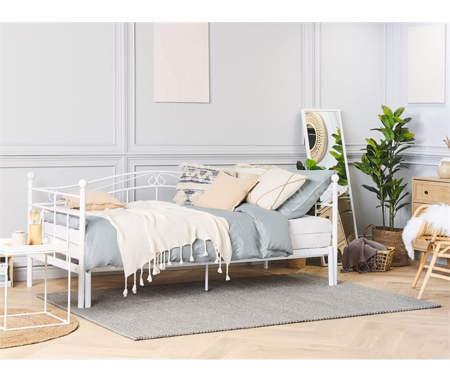 Beliani Cama nido Acero TULLE 92x209 Branco