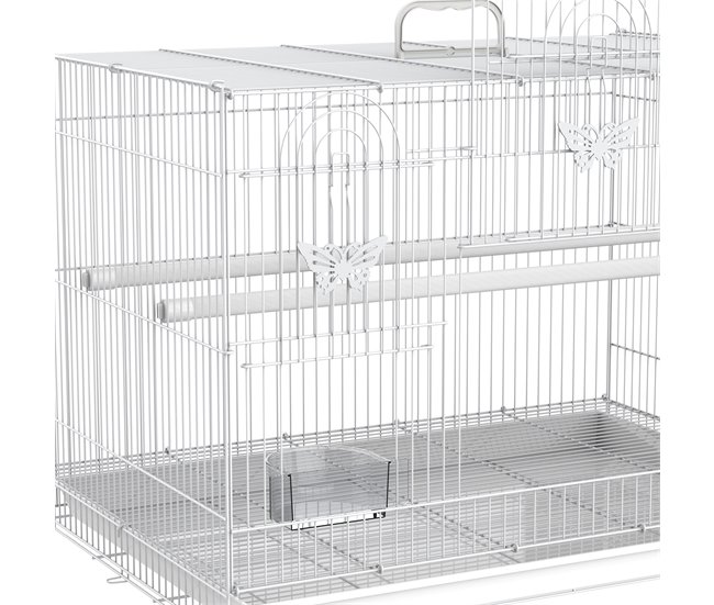 Gaiola para pássaros fio metálico e plástico PawHut Branco