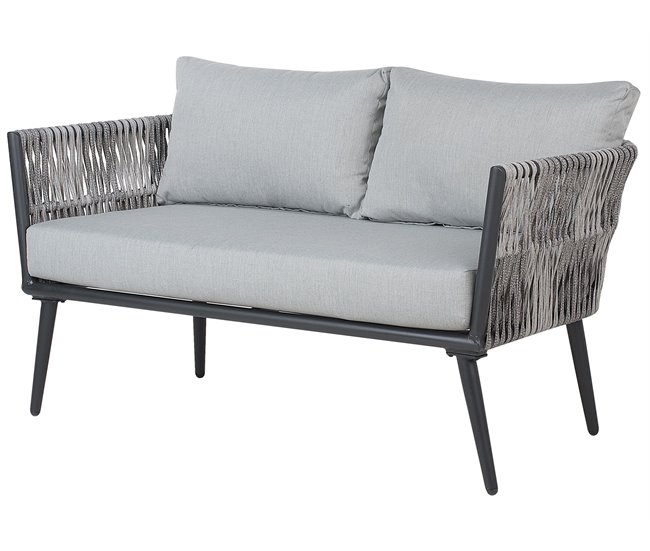 Beliani Conjunto lounge Ratan sintético PREVEZA Cinza Claro