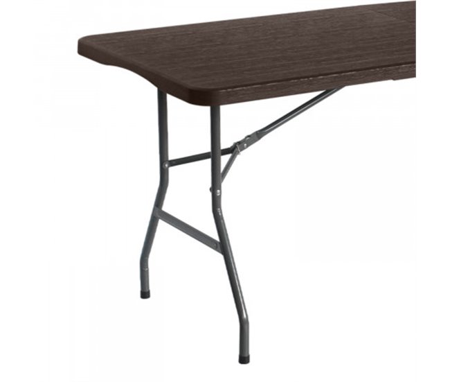 Mesa dobrável retangular efeito madeira O91 Castanho