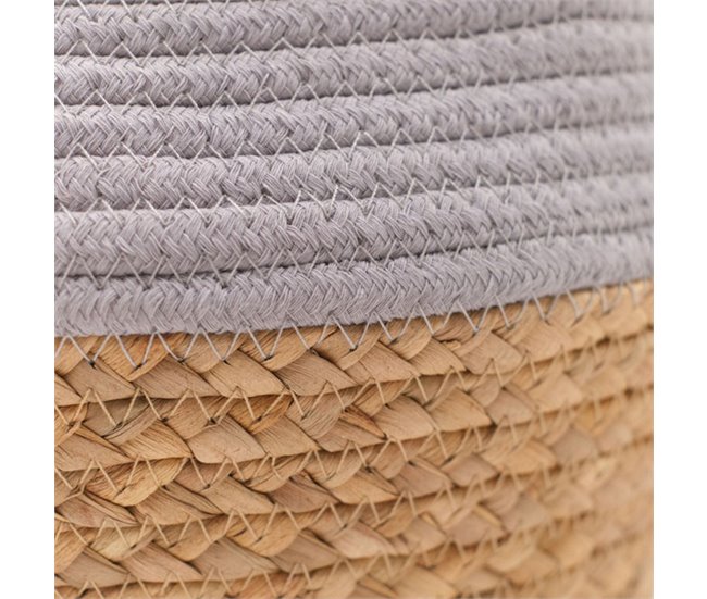 Cesta de fibra vegetal e algodão BAILEN Cinza Claro